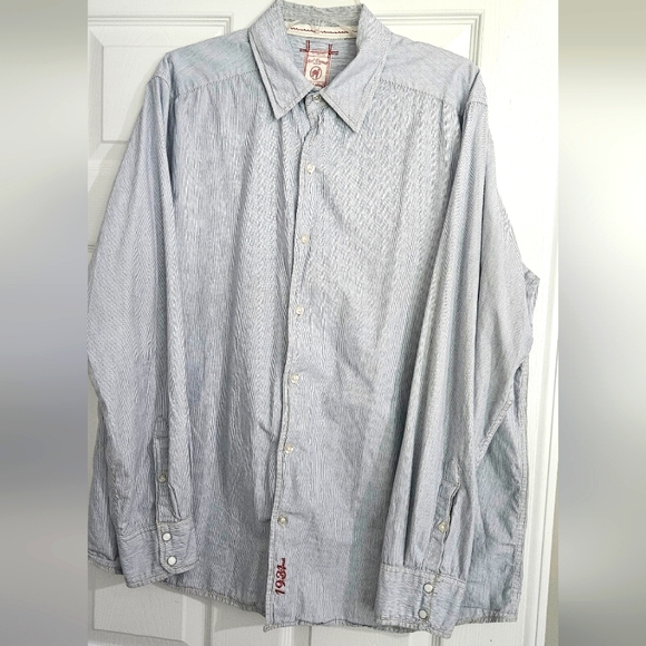 Men's Red Camel Long Sleeve Button Up- Blue Pinstriped Shirt, Size XL - Picture 1 of 12